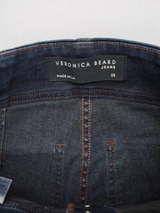 Veronica Beard Beverly Skinny Flare High Rise Jeans in Dark Ink 25 - Picture 6 of 12